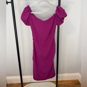 💖 DB Studio Fuchsia Puff Sleeve Midi Dress | NWT | Size 2 💖